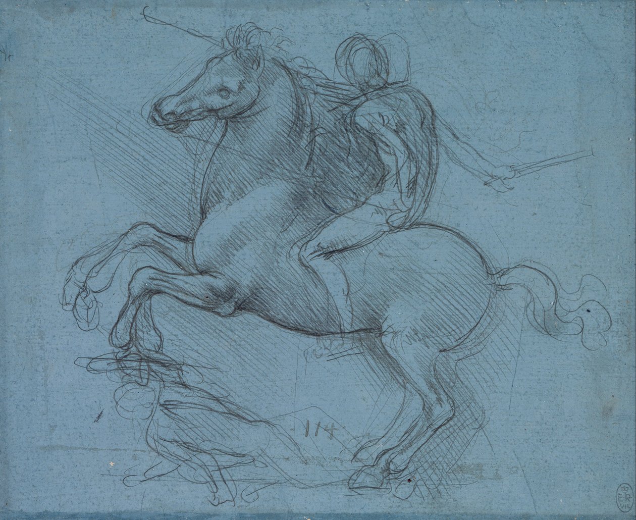 Studere for et ryttermonument (recto) av Leonardo da Vinci