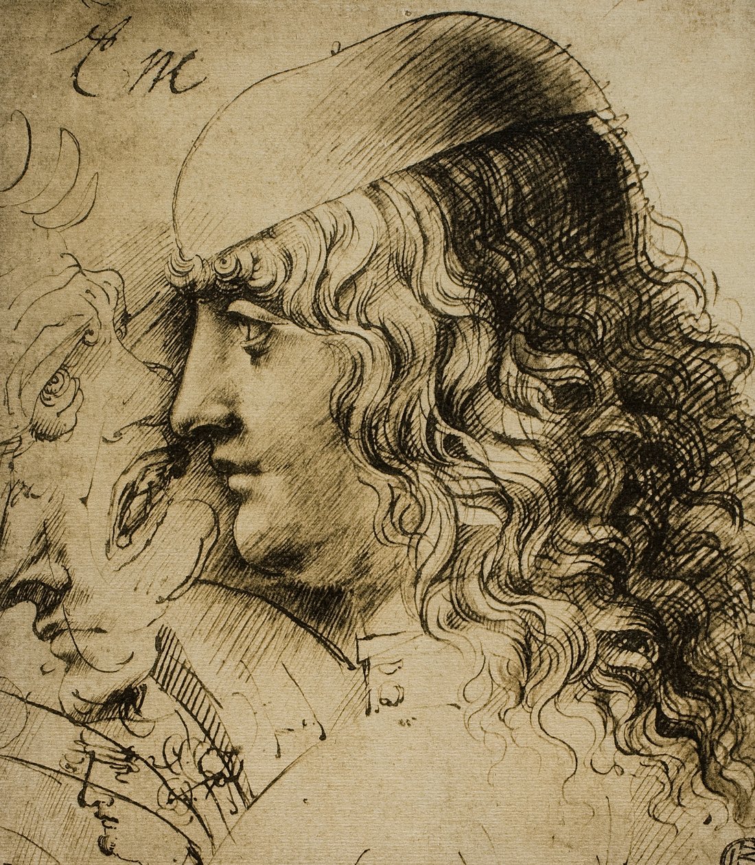 Studie av et maskulint hode; tegning av Leonardo da Vinci. Louvre, Paris av Leonardo da Vinci