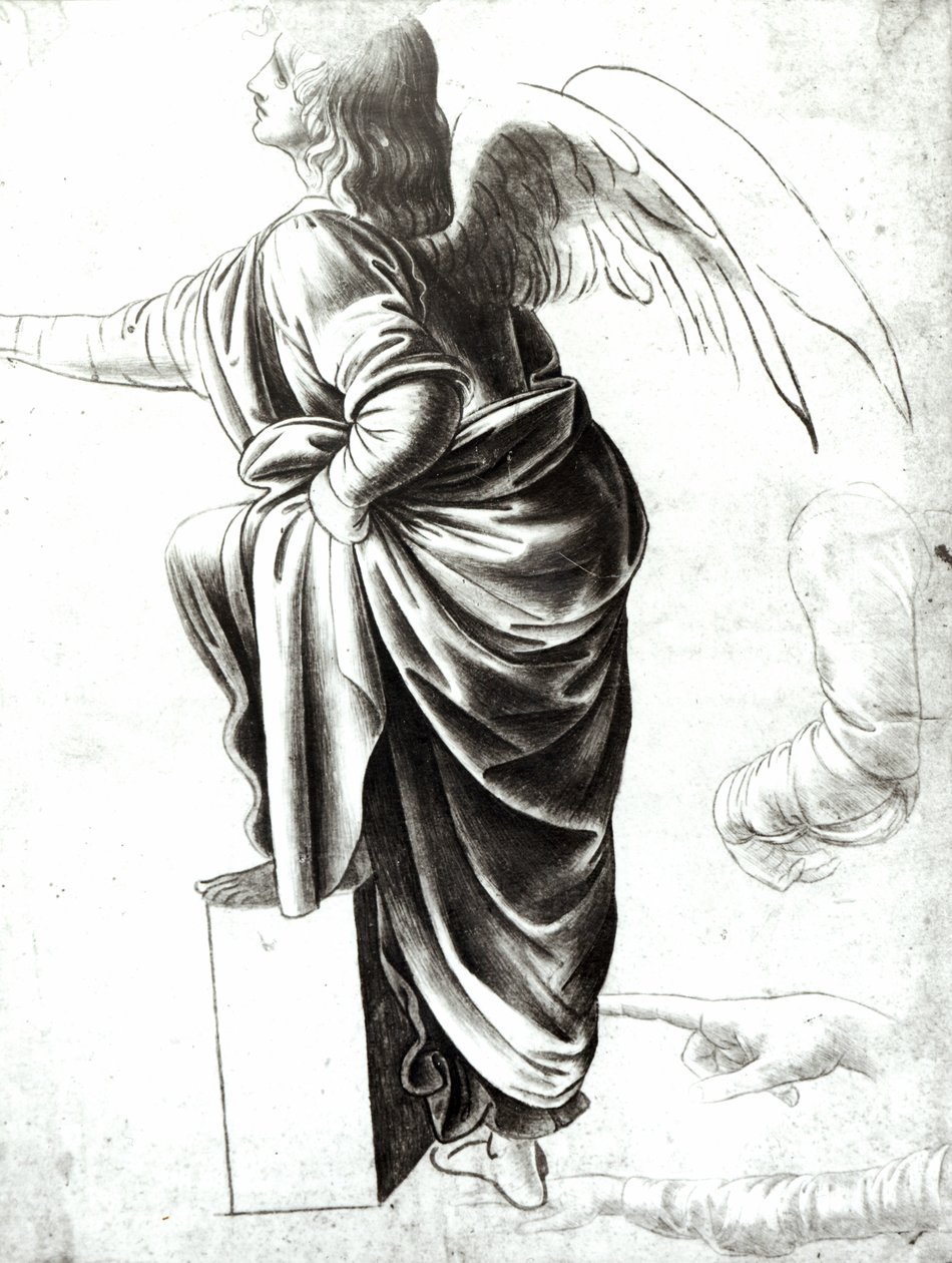 Studie av en engel (kritt på papir) av Leonardo da Vinci