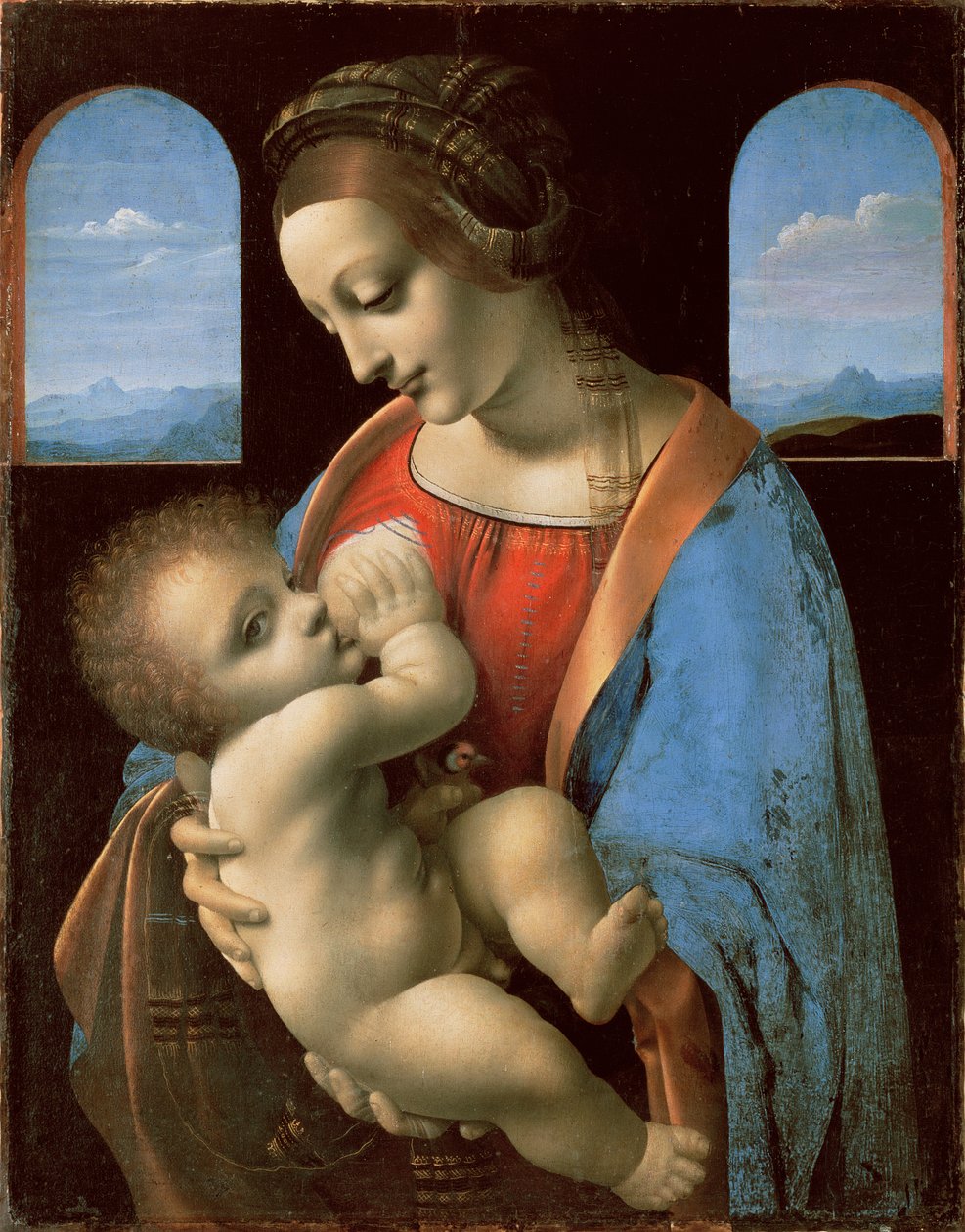 The Litta Madonna, ca. 1490 (tempera på lerret overført fra panel) av Leonardo da Vinci