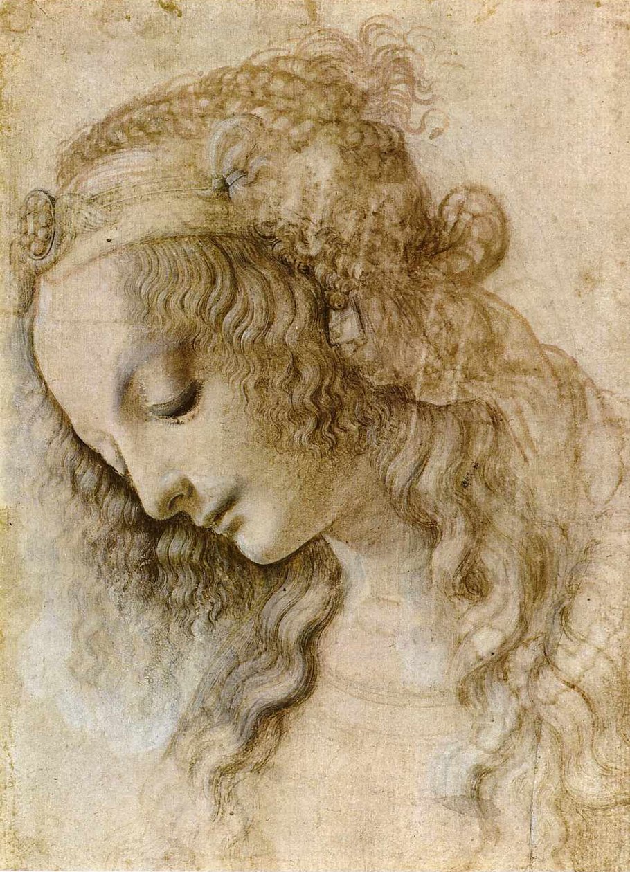 Kvinnelig hode i profil av Leonardo da Vinci