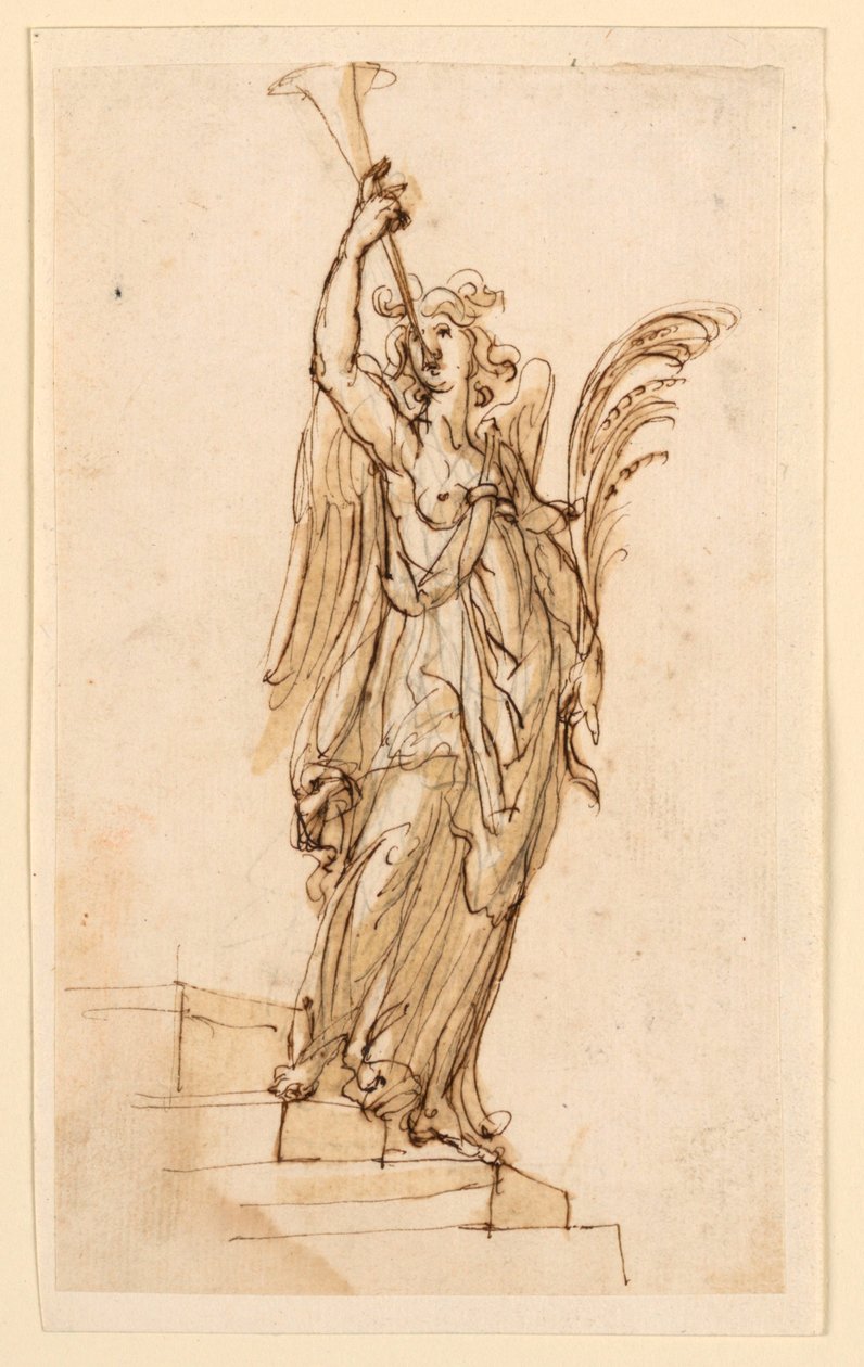Design for skulptur: Angel Blowing Trumpet av Leonardo Scaglia