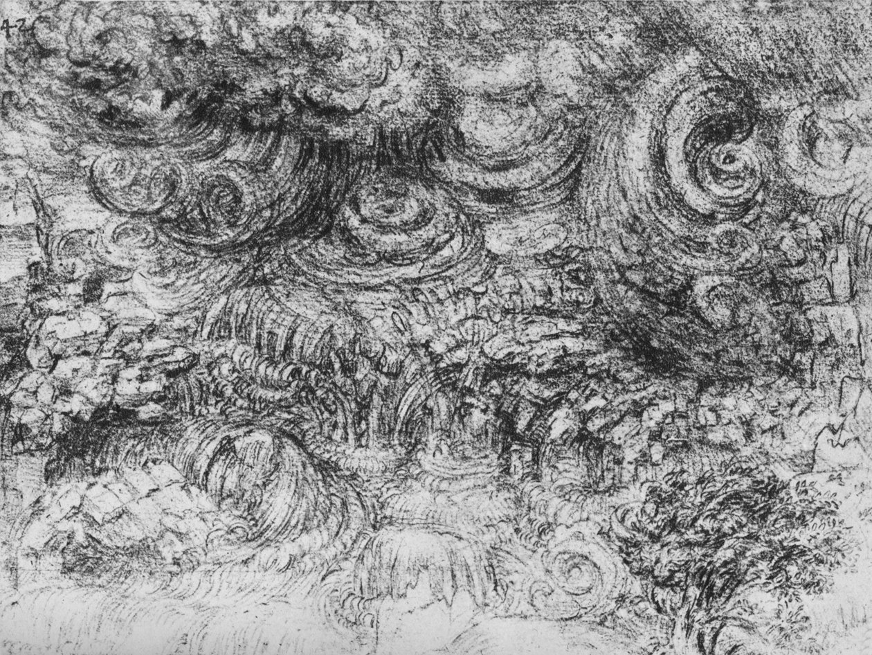 Et skybrudd, c1480 1945 av Leonardo da Vinci