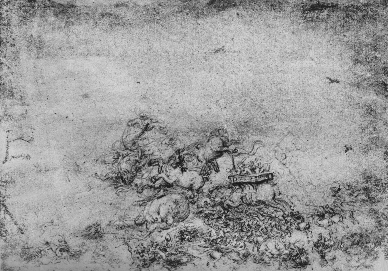 En fantastisk kamp, c1480 1945 av Leonardo da Vinci