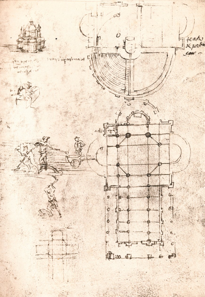 Tegning av kirker, c1472-c1519 1883 av Leonardo da Vinci
