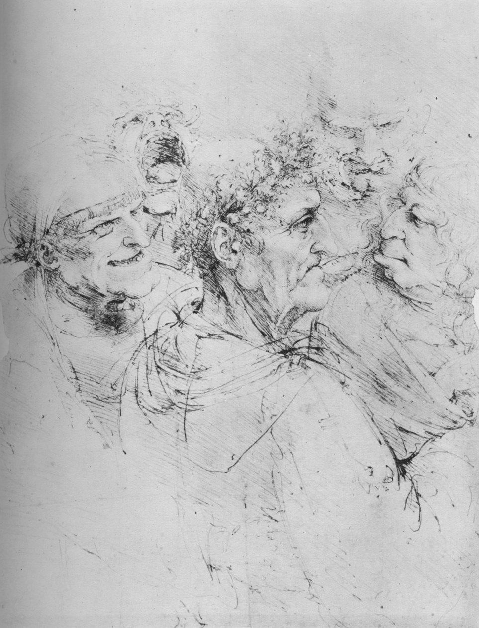 Fem groteske hoder, c1480 1945 av Leonardo da Vinci