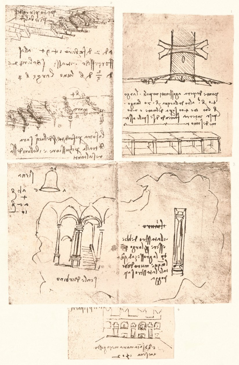 Fire topografiske tegninger, c1472-c1519 1883 av Leonardo da Vinci
