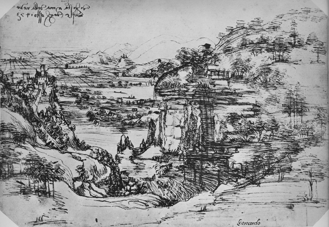 Landskap, c1480 1945 av Leonardo da Vinci