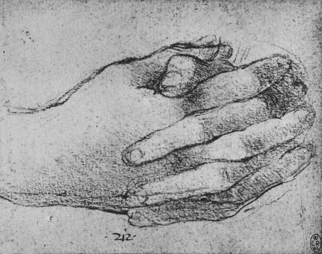 Study of Clasped Hands, c1480 1945 av Leonardo da Vinci