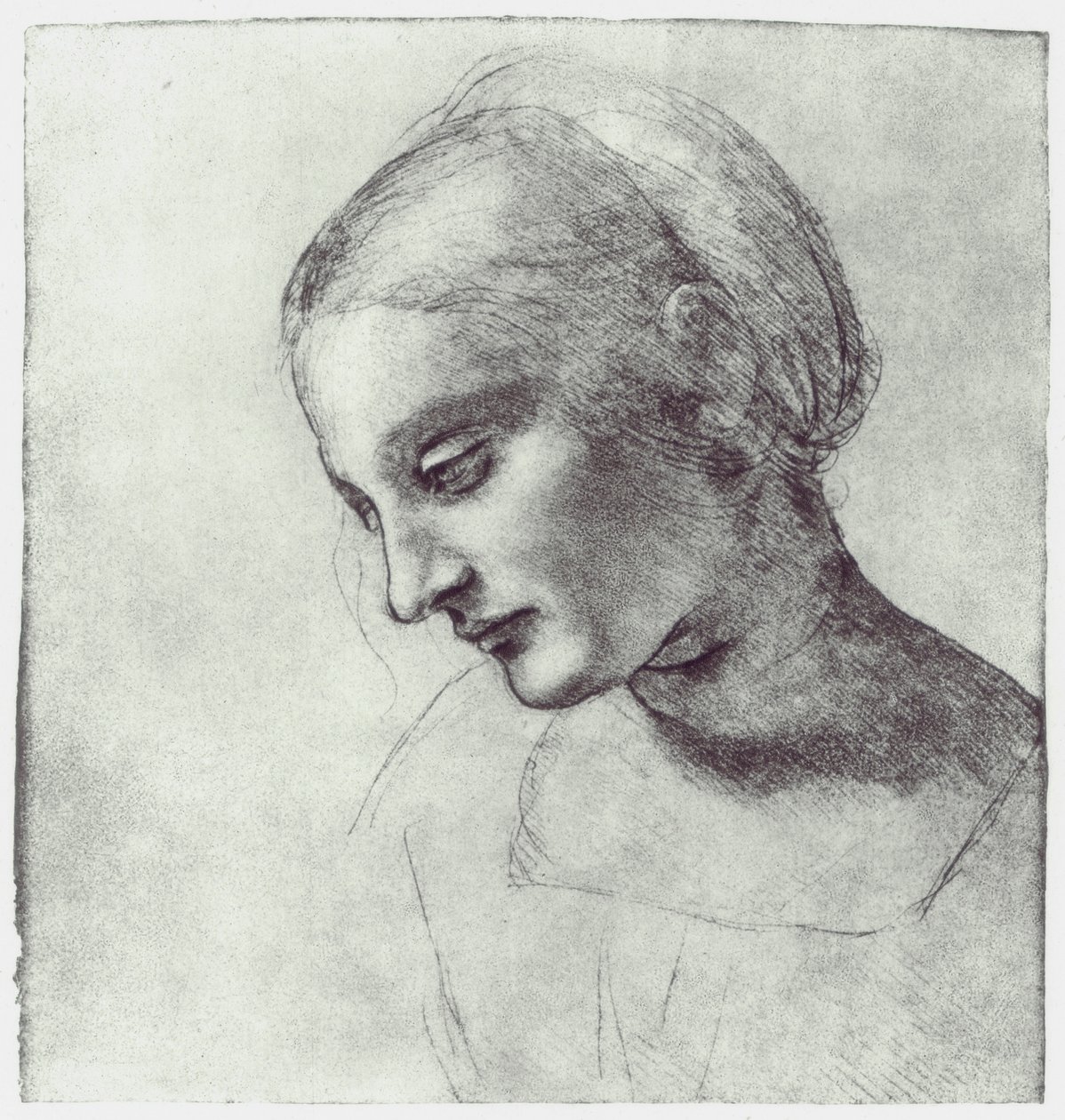 Hodet til en madonna, c1484-1486 av Leonardo da Vinci