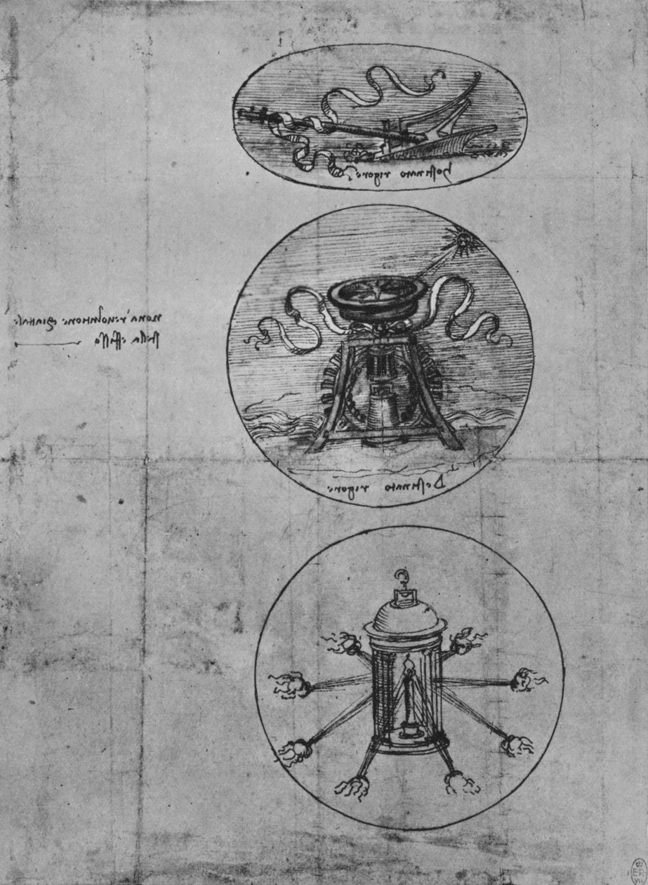 Tre emblemer, c1480 1945 av Leonardo da Vinci