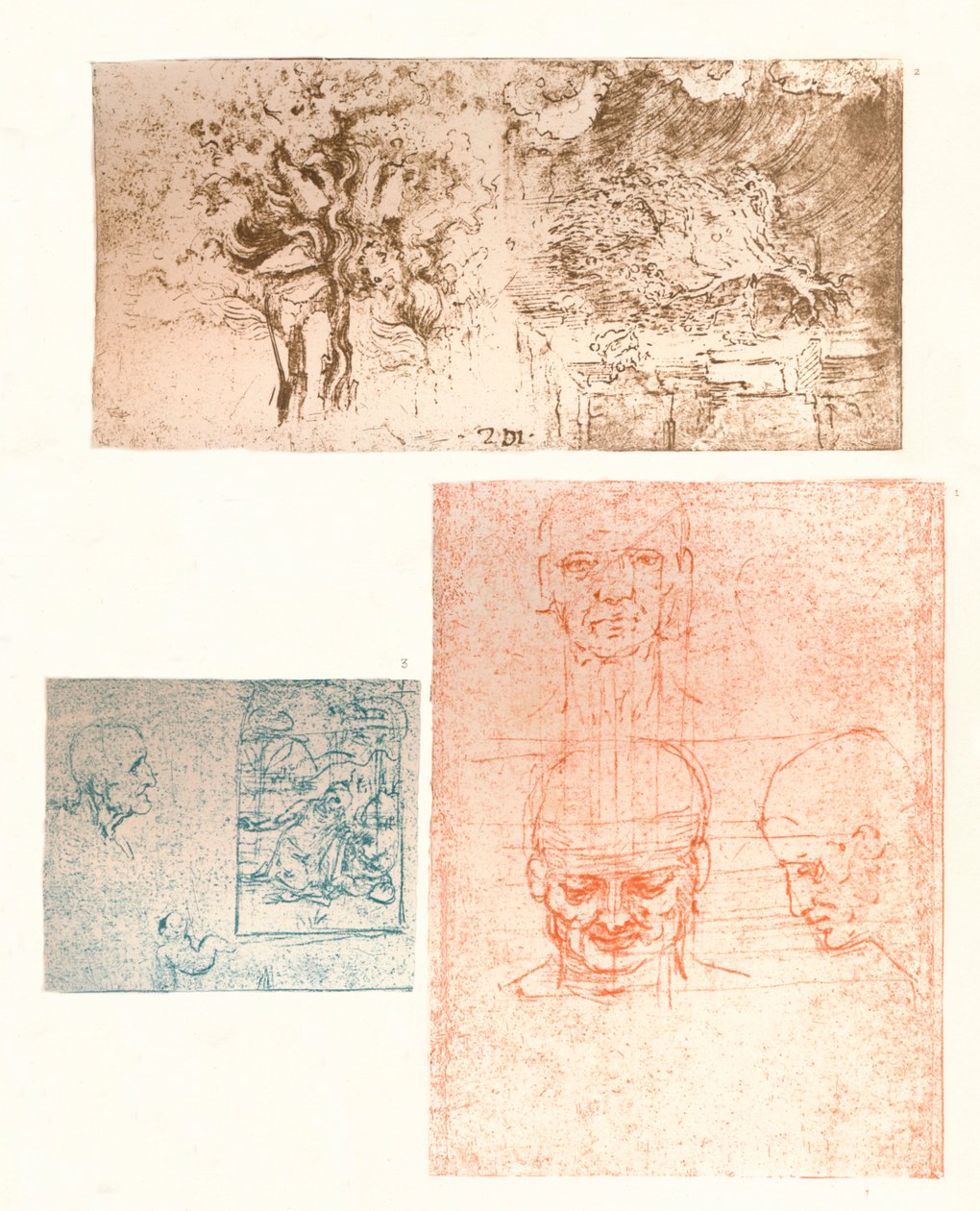Tre tegninger, c1472-c1519 1883 av Leonardo da Vinci