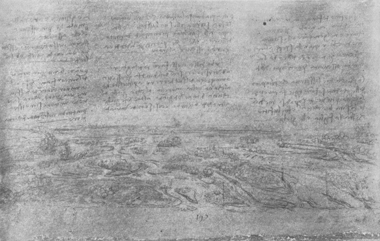 Utsikt over et delta, c1480 1945 av Leonardo da Vinci