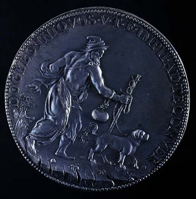 Baksiden av medaljongen som viser Michelangelo Buonarroti (1475-1564), 1561 (sølv) (se 98877 for forside) av Leone Leoni