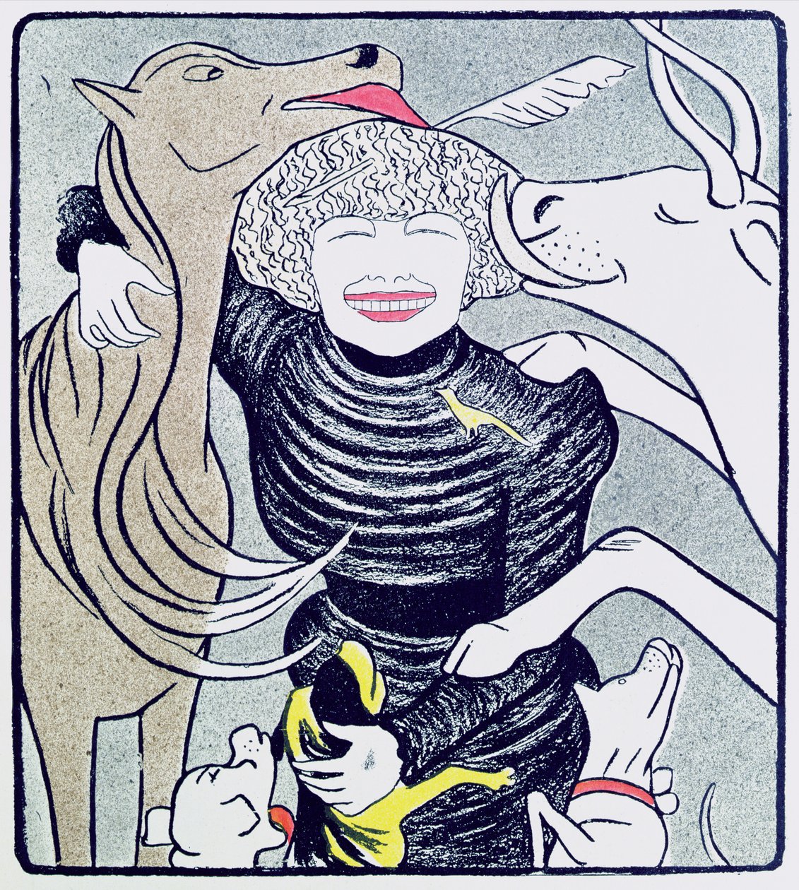 Severine (Caroline Remy) (1855-1929) venn av dyrene, fra Le Rire, 8. april 1899, utgitt på nytt i 70 Dessins de Cappiello, 1905 av Leonetto Cappiello