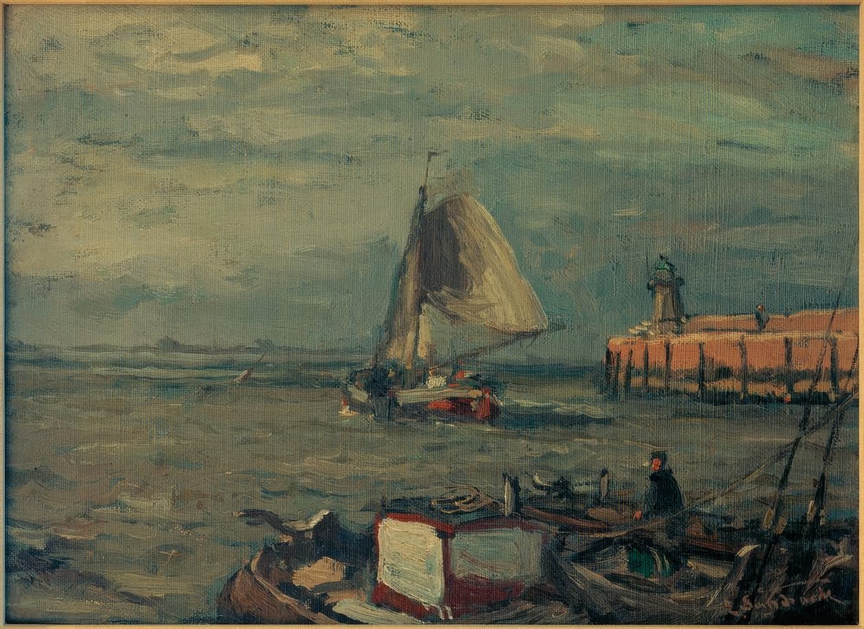 Molo med fyr (Emden) II av Leonhard Sandrock