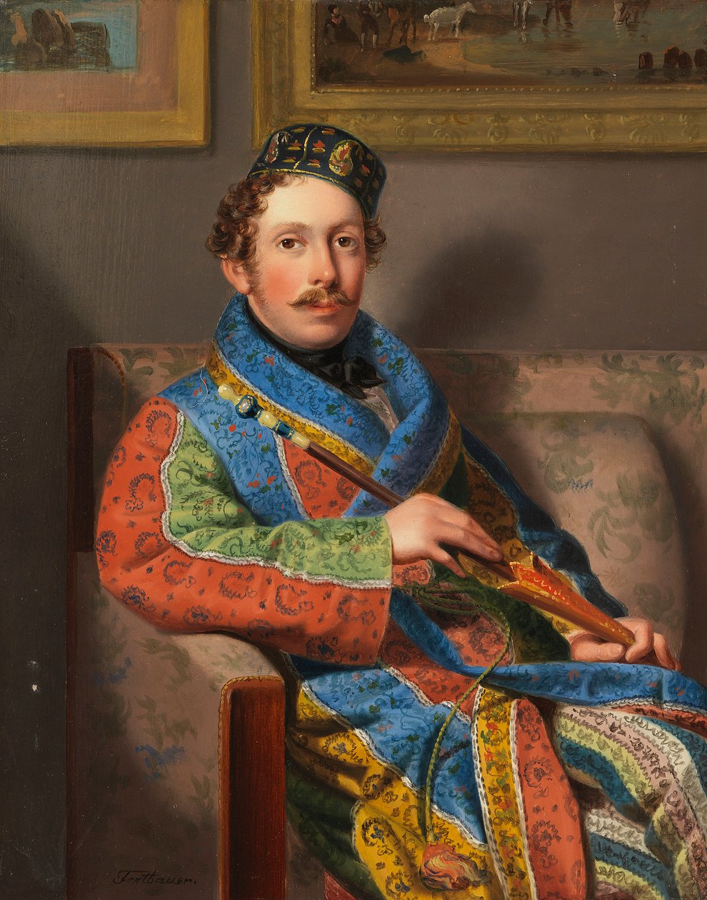 Ung herre i en røykekjole, 1830. av Leopold Fertbauer