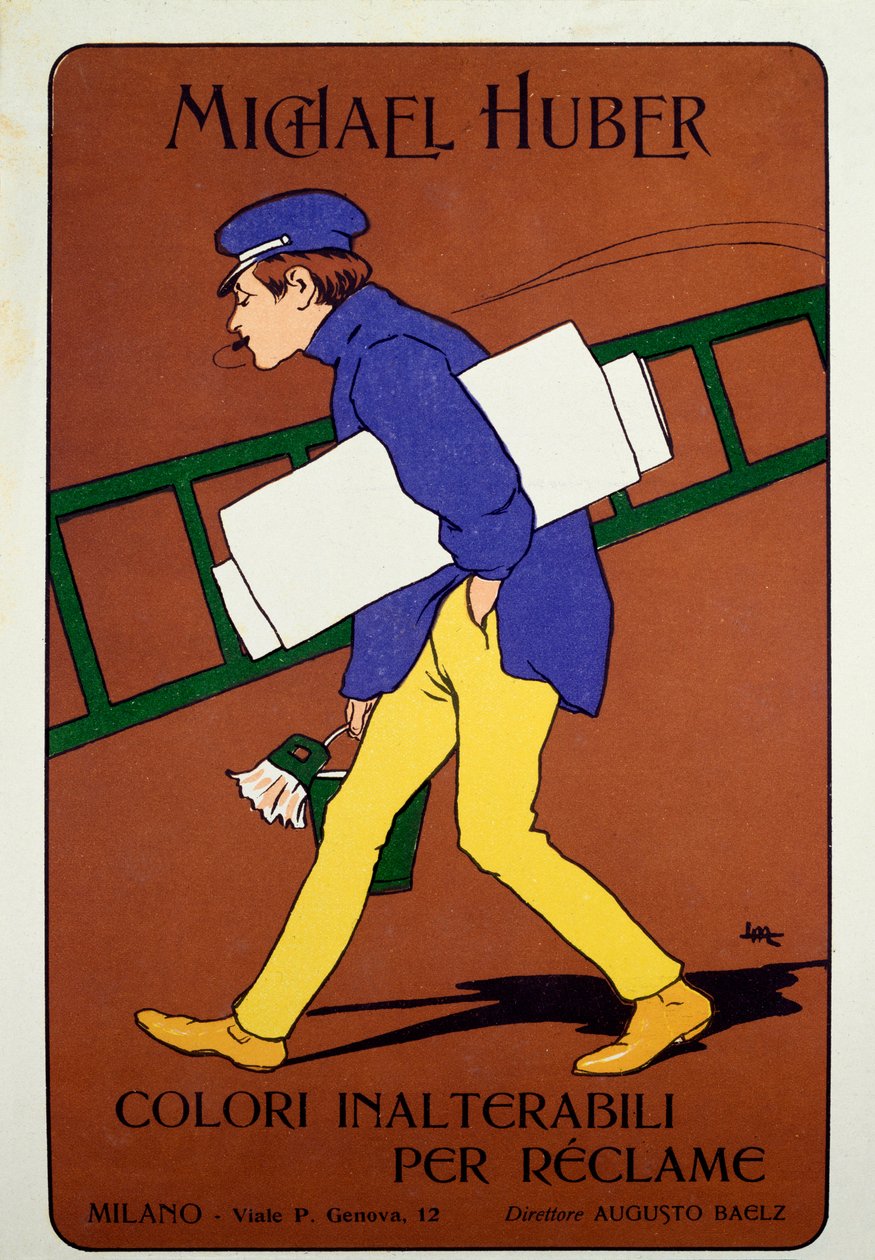 Reklameplakat for Michael Huber-farger av Leopoldo Metlicovitz