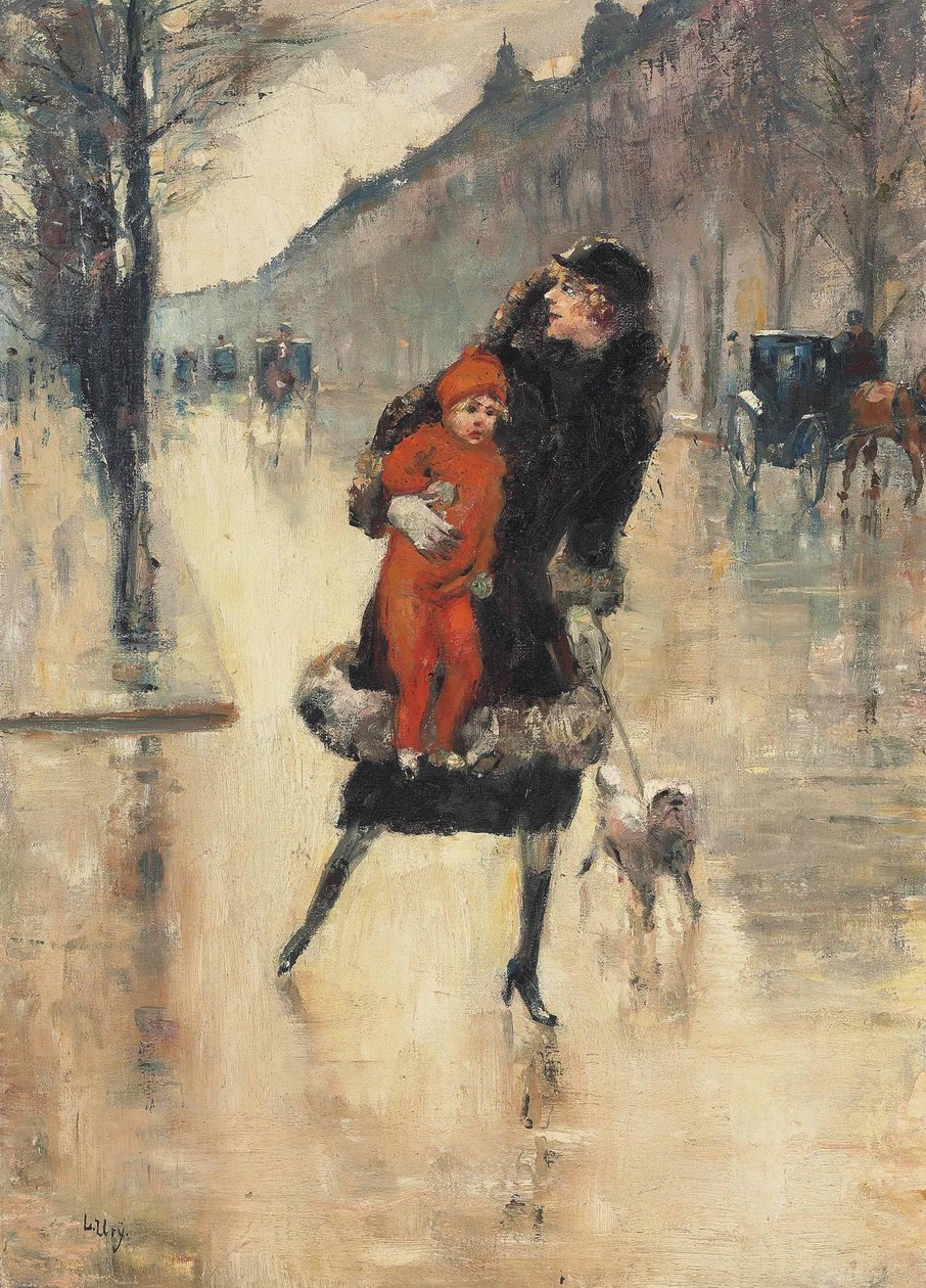 Mor med barn på en veikryss av Lesser Ury