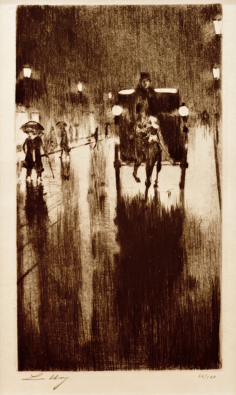 Hestehytte i regnvær av Lesser Ury