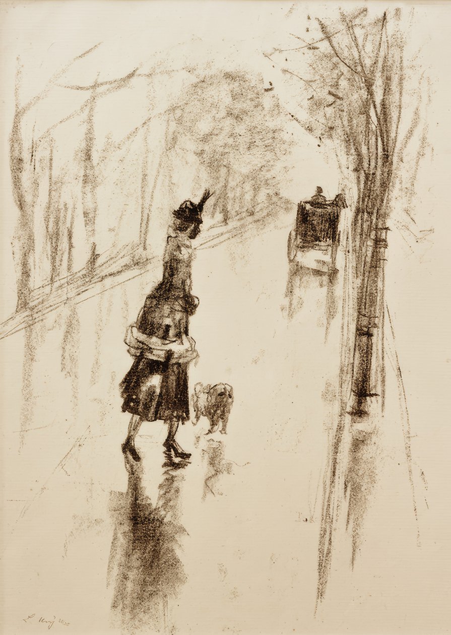 Jente med hund av Lesser Ury
