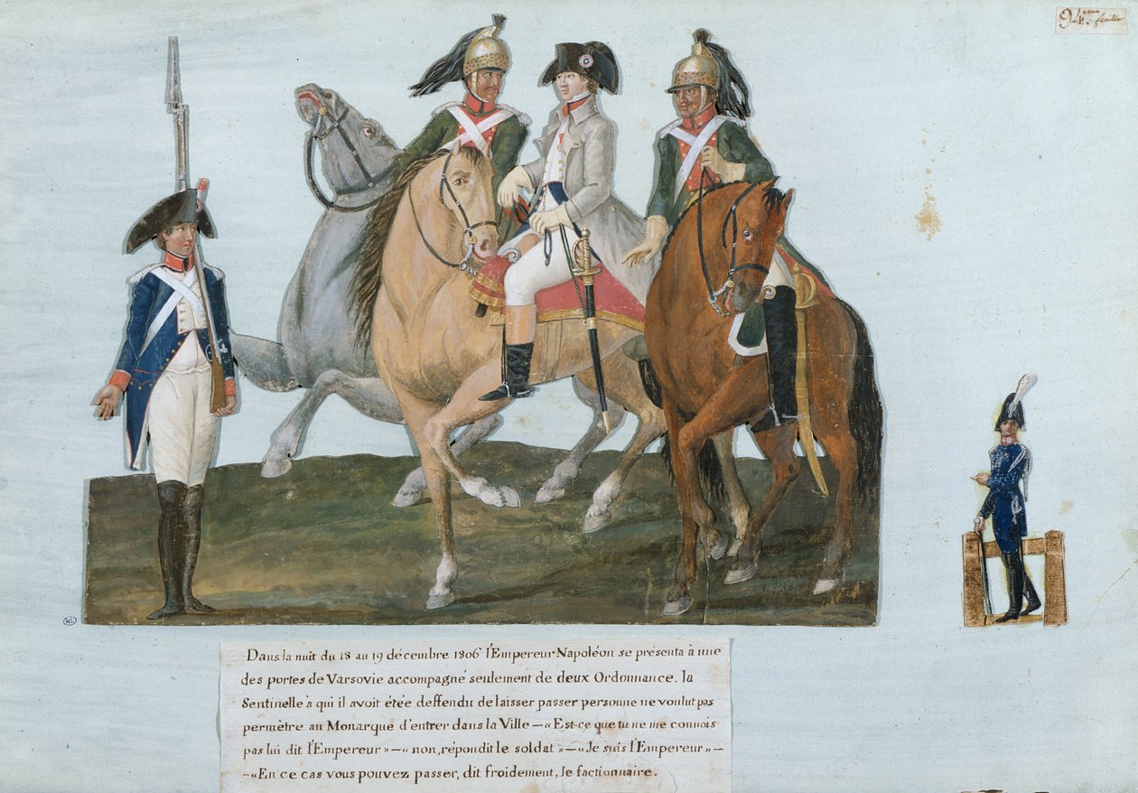 Napoleon Bonaparte (1769-1821) og Varsovian Sentry av Lesueur Brothers