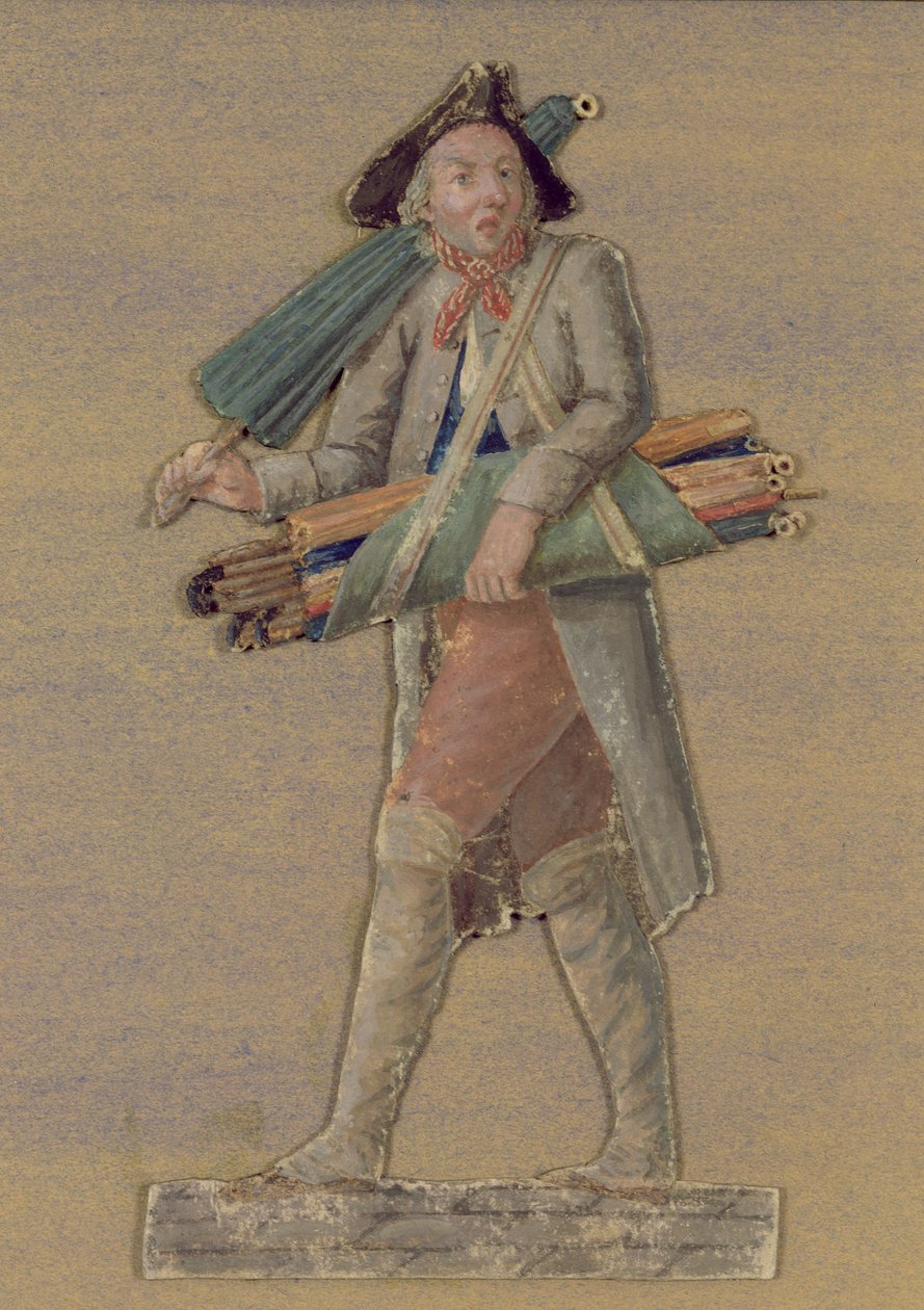 Paraplyselgeren (gouache på kortet) av Lesueur Brothers