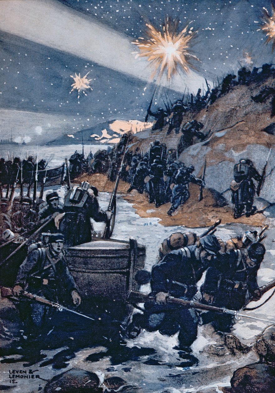 Nattlanding ved Dardanellene, illustrasjon fra 