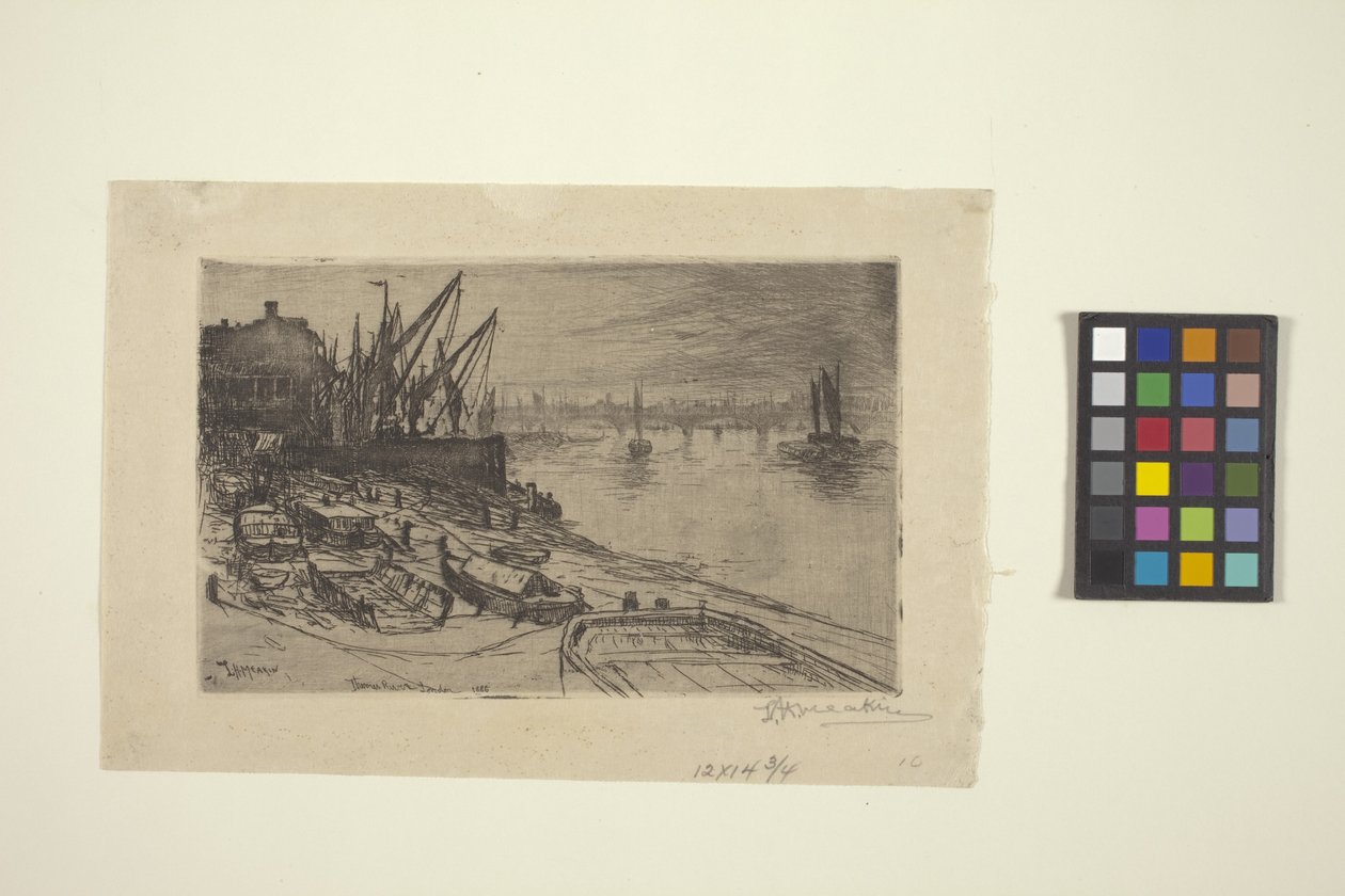 Themsen, ved London (etsing) av Lewis Henry Meakin