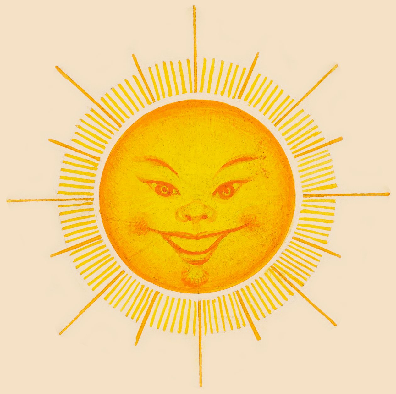 Smilende sol, tegning av Unbekannt Unbekannt