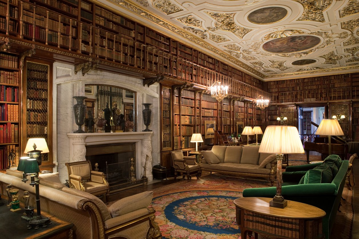 The Library, Chatsworth House, Derbyshire (bilde) av Unbekannt Unbekannt