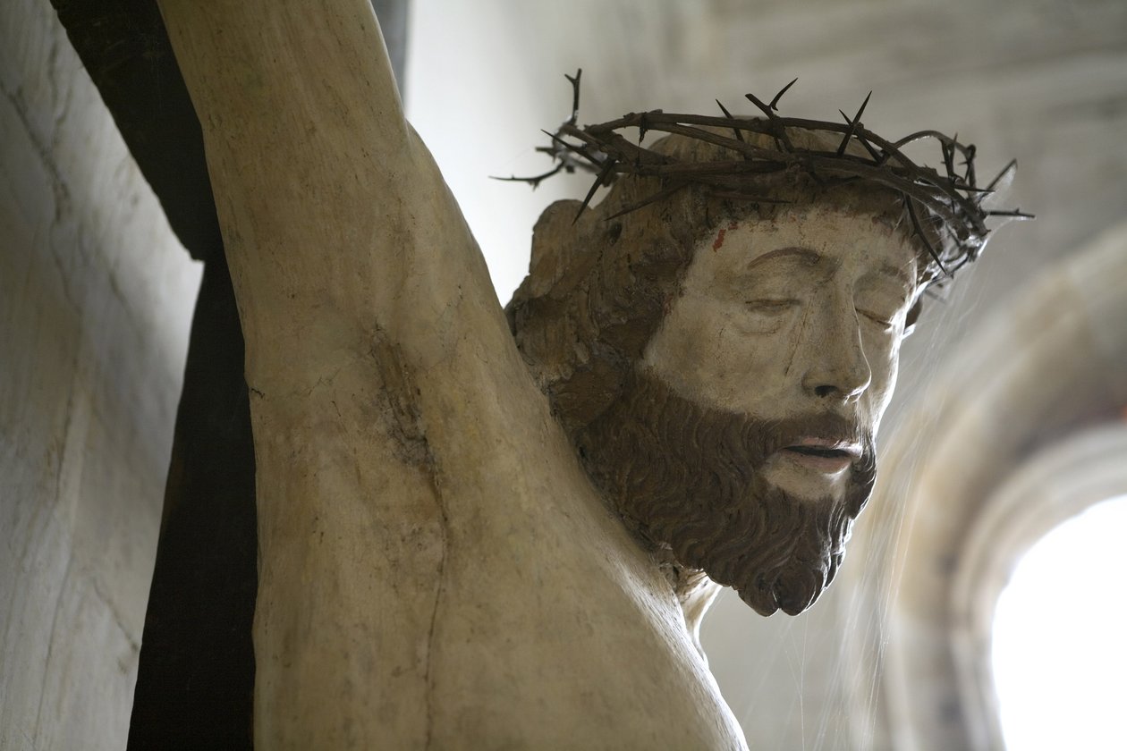 Kristus på korset, detalj (malt tre) av Ligier Richier