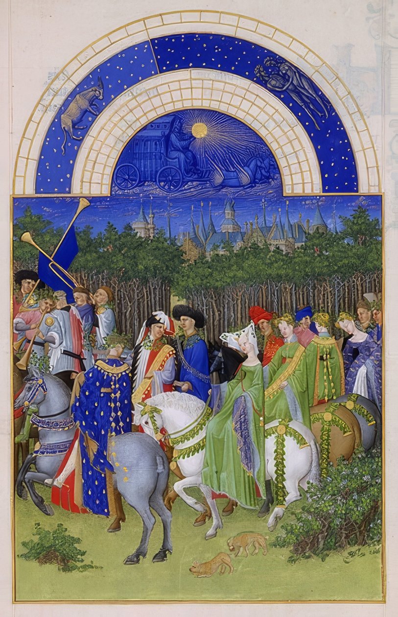mai (Time Book of the Duke of Berry). 1412-16 av Limbourg Brothers
