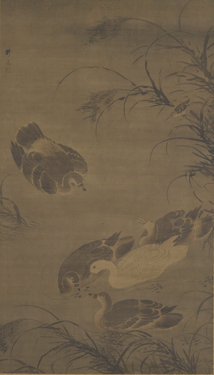 Svømmende gjess, Ming-dynastiet, 1400-tallet. av Lin Liang