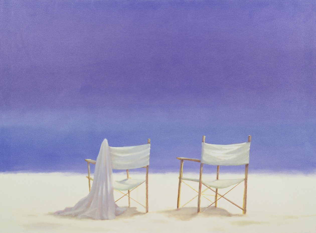 Stoler på stranden, 1995 (akryl på lerret) av Lincoln Seligman