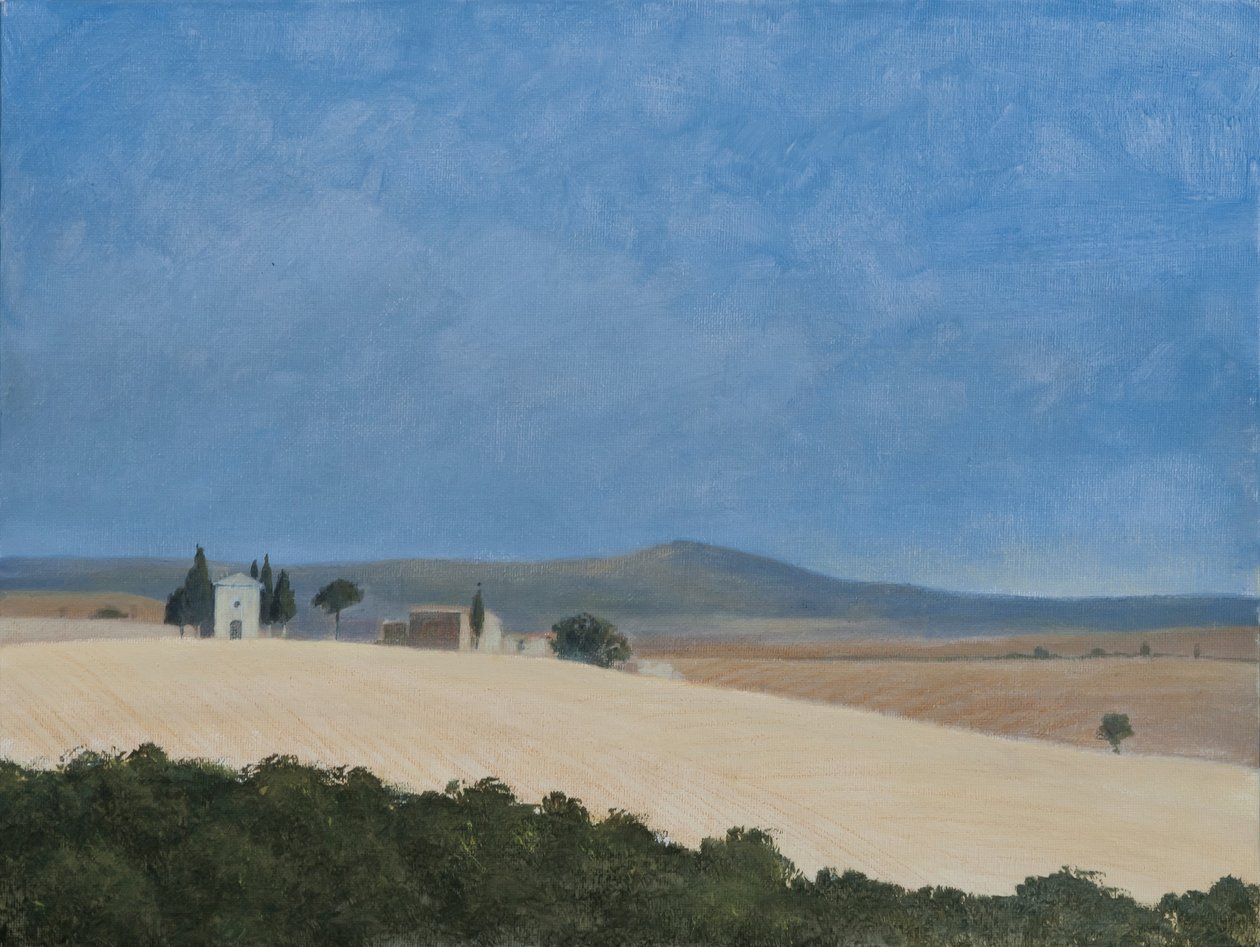 Kapell nær Pienza, 2012 (akryl på lerret) av Lincoln Seligman