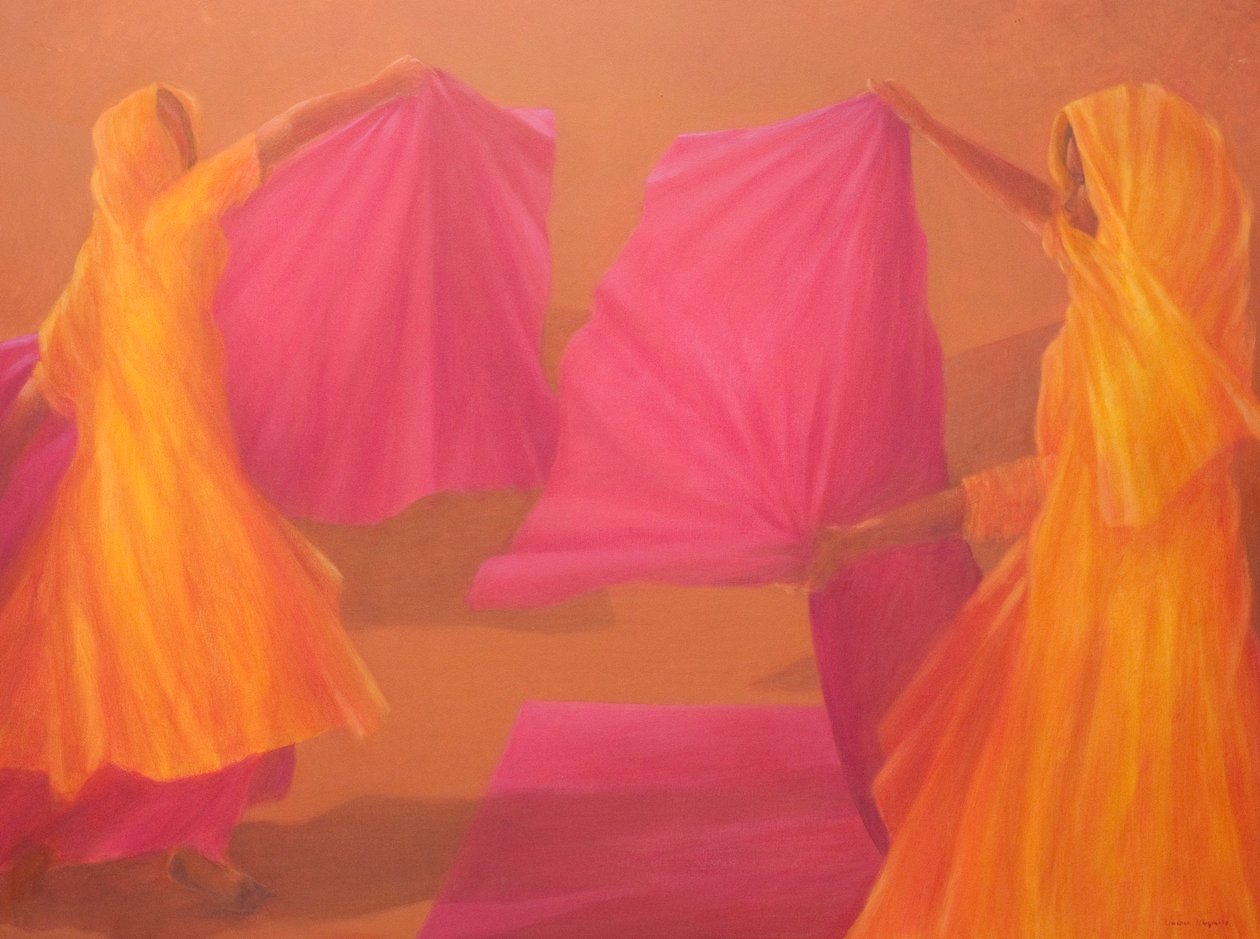 Folding Saris, 2010 (akryl på lerret) av Lincoln Seligman