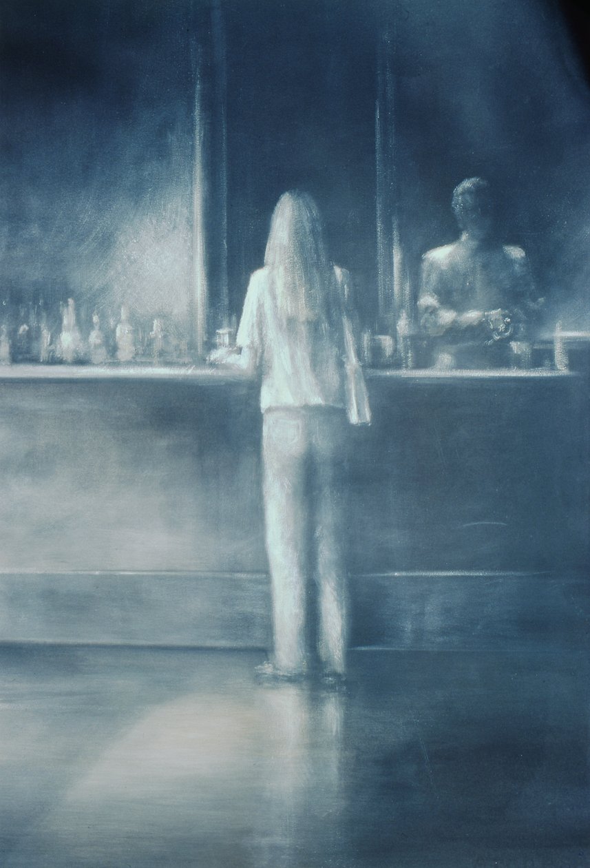 Girl in a Bar, 1995 (akryl på papir) av Lincoln Seligman