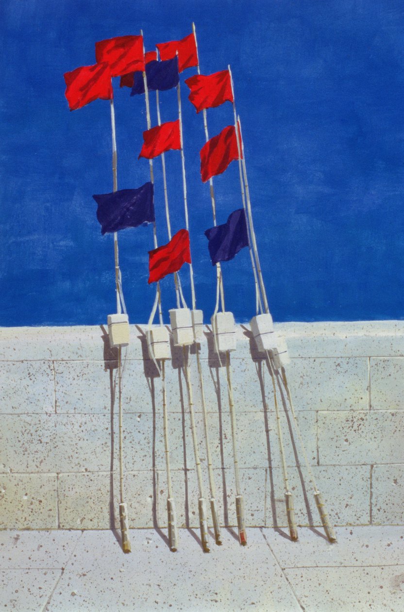 Lobster Buoys, 1990-tallet (akryl på papir) av Lincoln Seligman