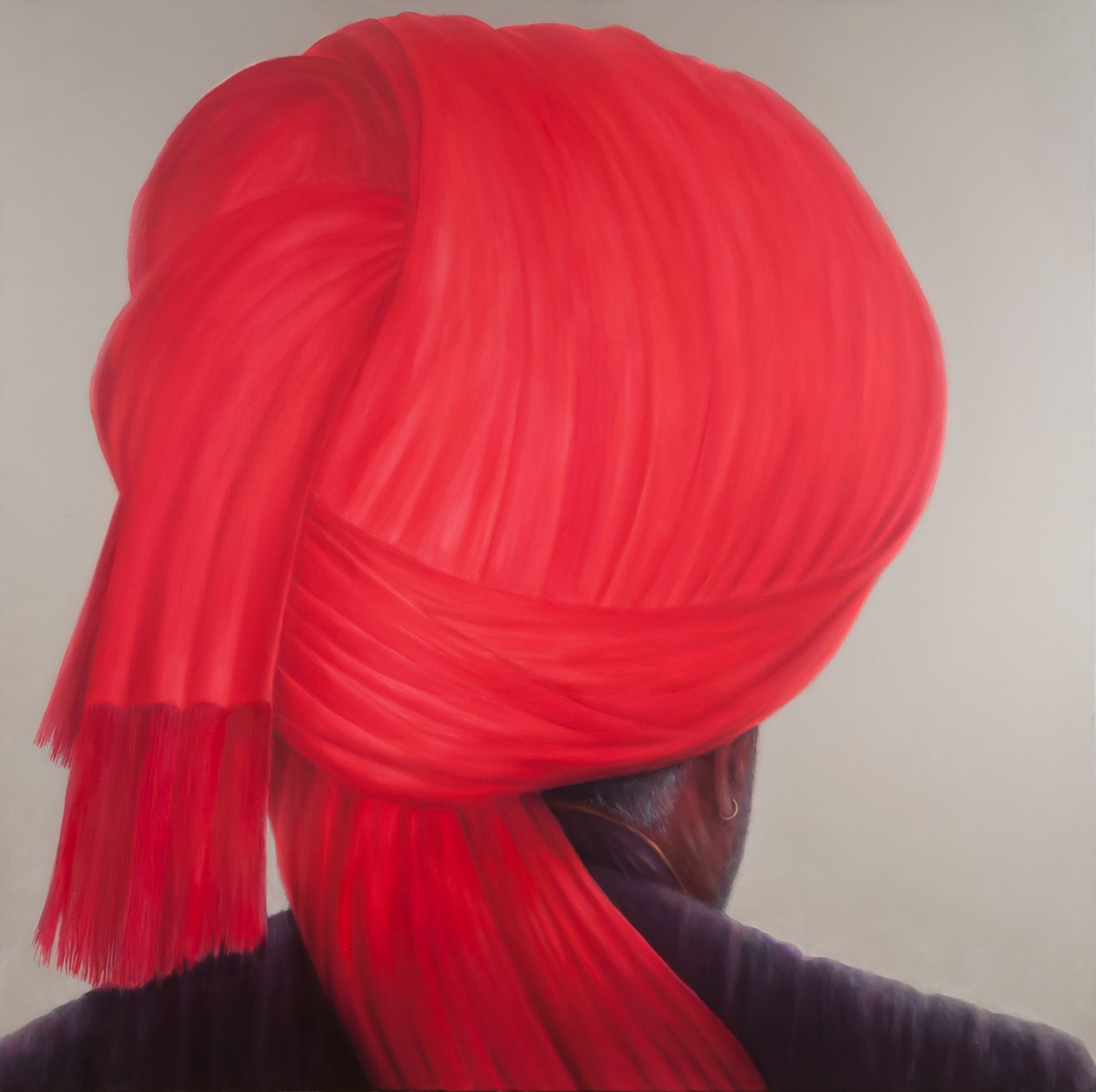 Red Turban, 2012 (akryl på lerret) av Lincoln Seligman