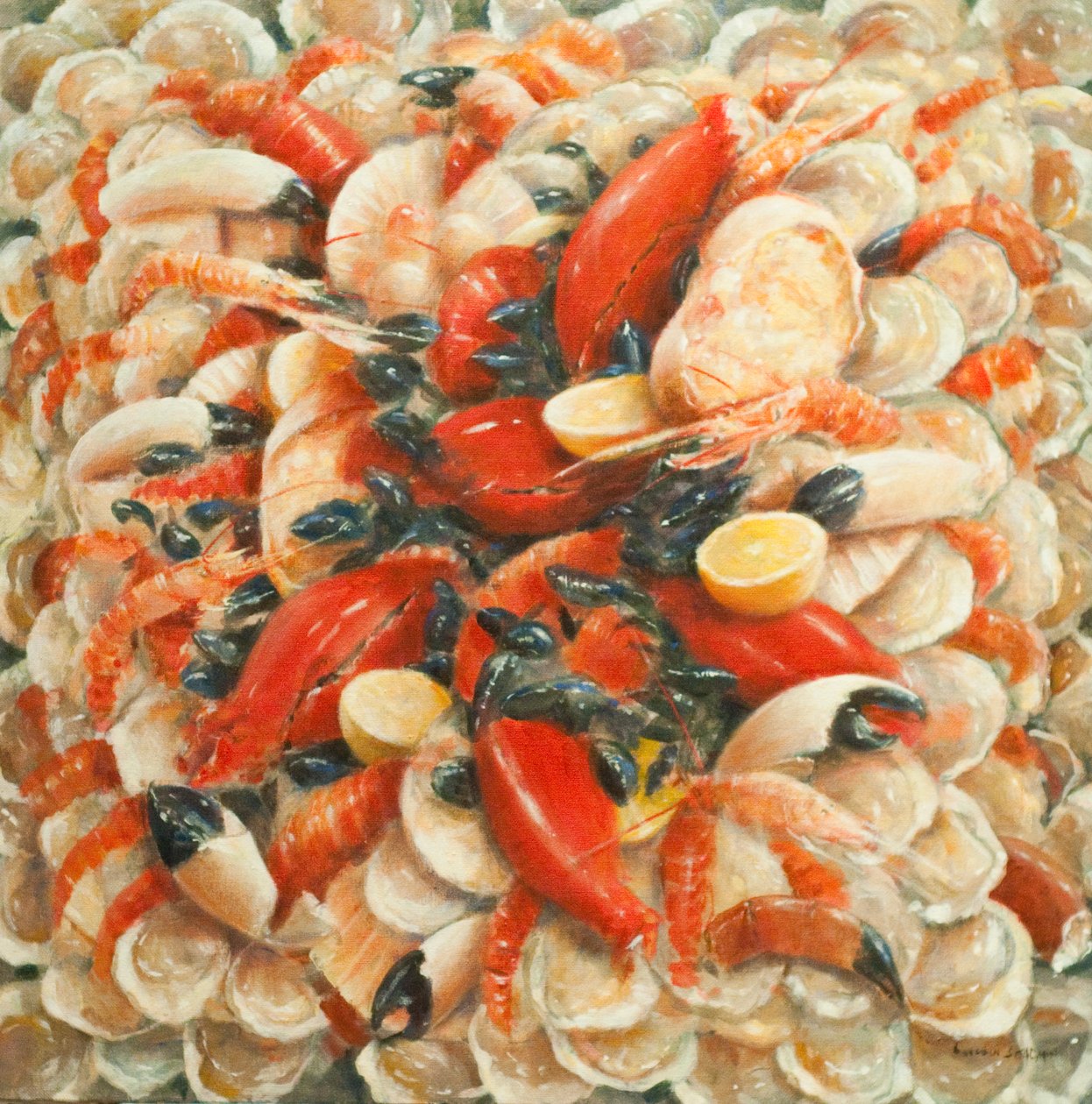 Seafood Extravaganza, 2010 (akryl på lerret) av Lincoln Seligman