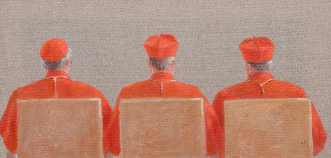 Three Cardinals, 2010 (akryl på lerret) av Lincoln Seligman