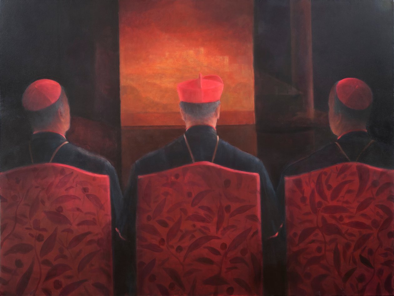 Three Cardinals, 2012 (akryl på lerret) av Lincoln Seligman