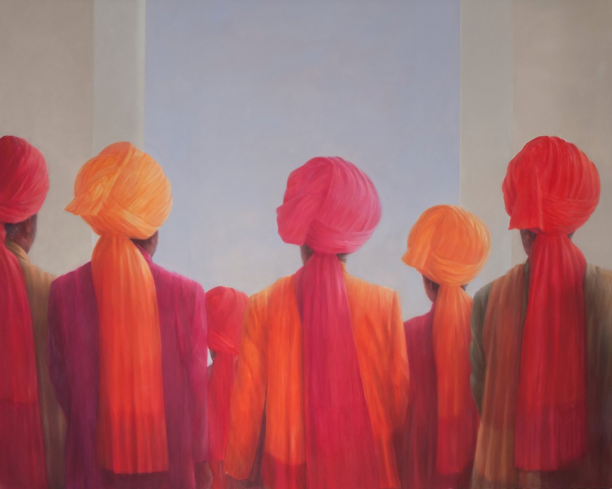 Turban Group, 2012 (akryl på lerret) av Lincoln Seligman
