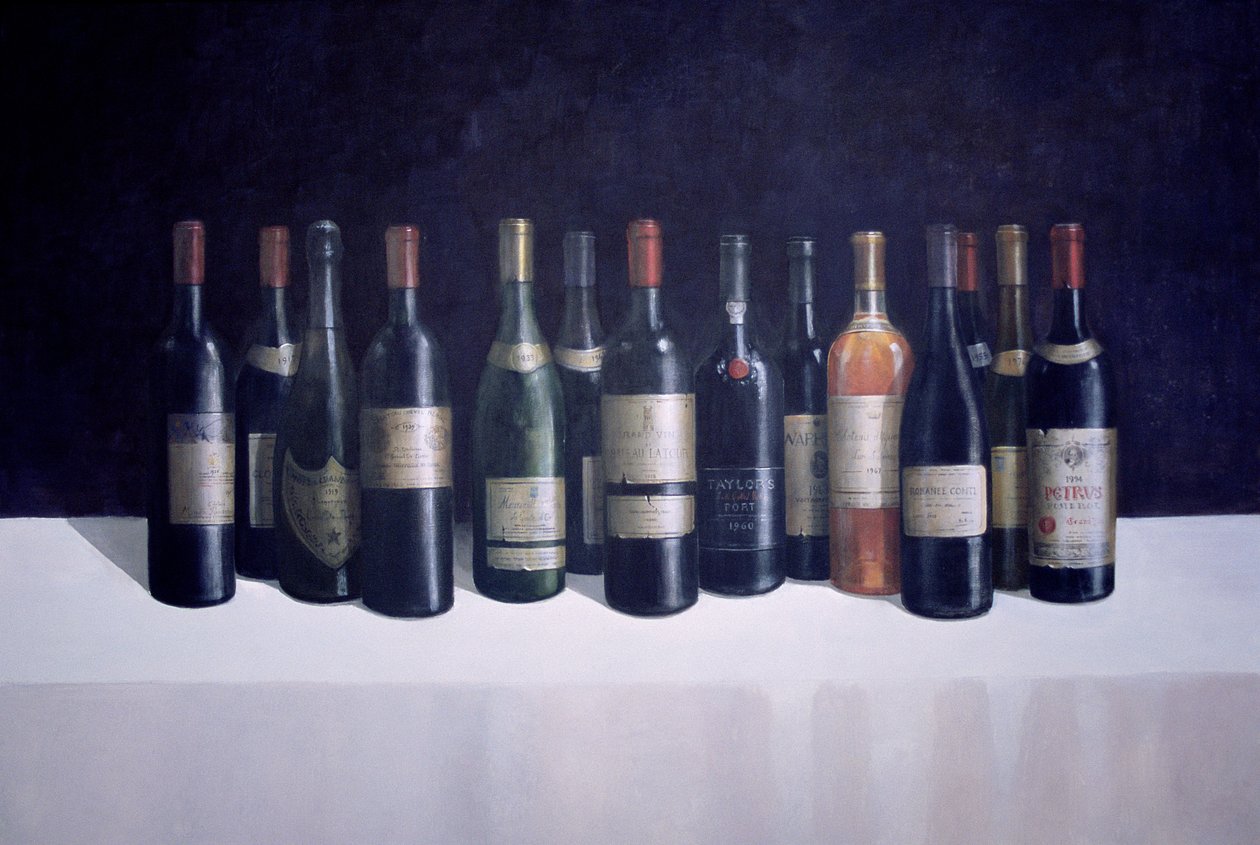 Winescape, 1998 (akryl om bord) av Lincoln Seligman