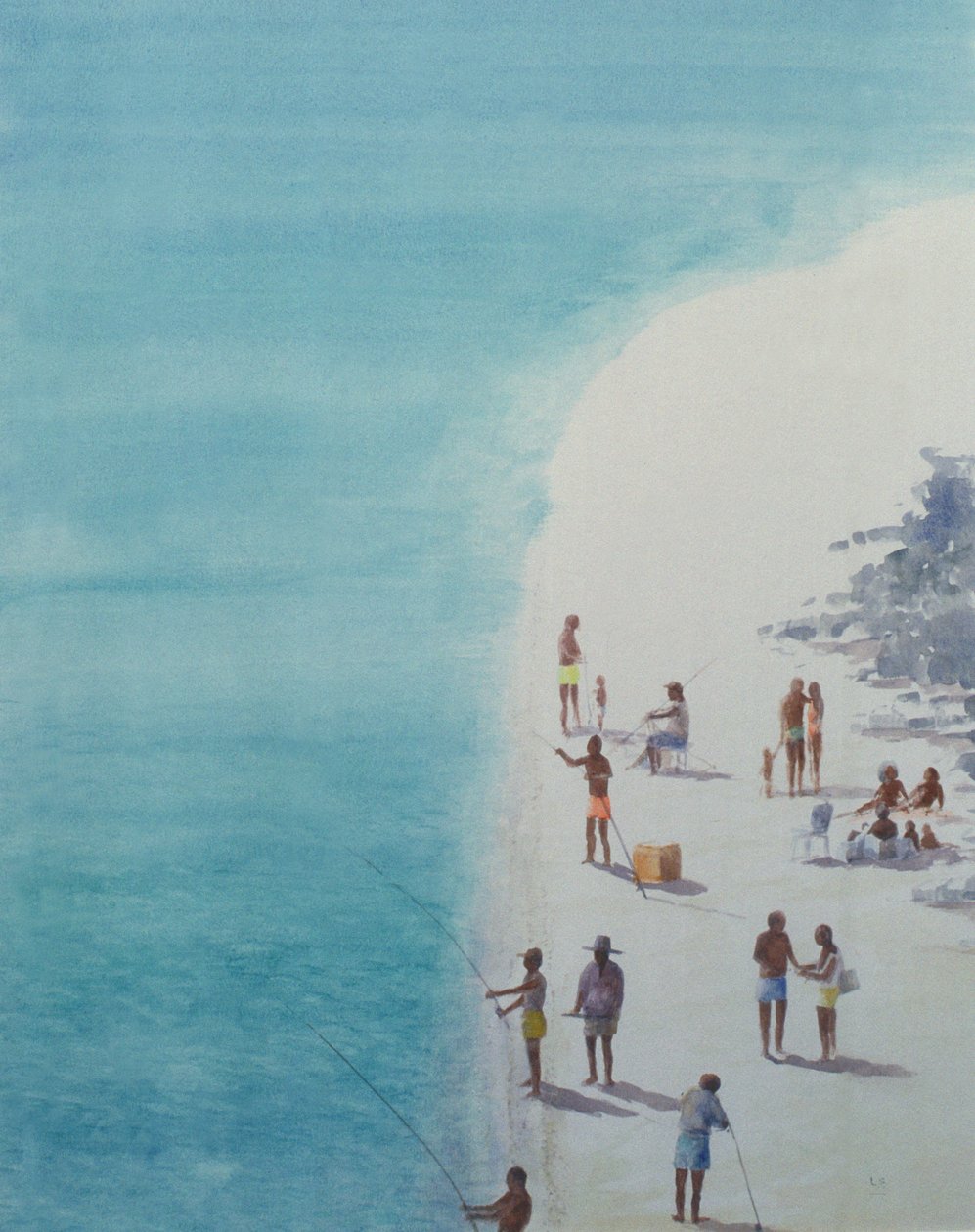 Birds-Eye Beach, 2000 (wc på papir) av Lincoln Seligman