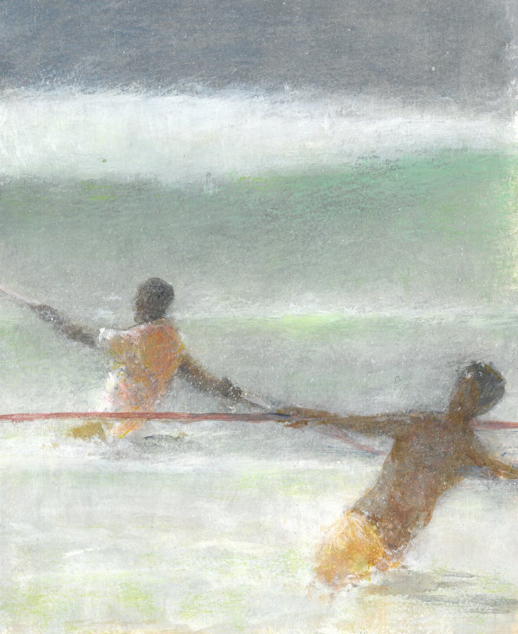 Fishermen Hauling Garn, 2015 av Lincoln Seligman