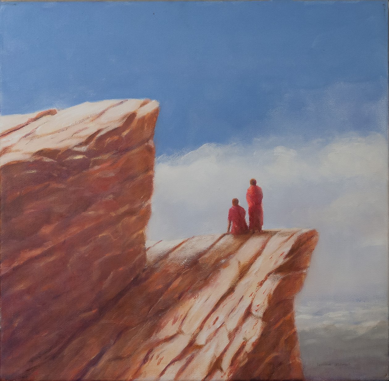 Mountain Walk, Bhutan, 2010 (gouache på lerret) av Lincoln Seligman