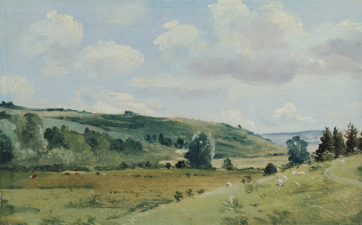 Landskap, ca. 1849-55 (olje på panel) av Lionel Constable