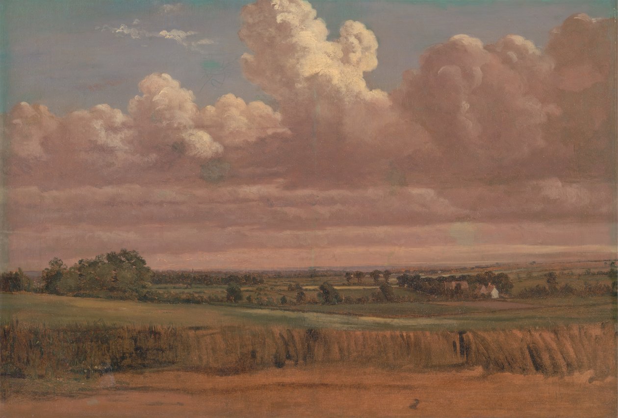 Landskap med Wheatfield, ca. 1850-tallet. av Lionel Constable